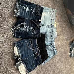 Lot of Hollister and American Eagle ladies Jean shorts sz 00